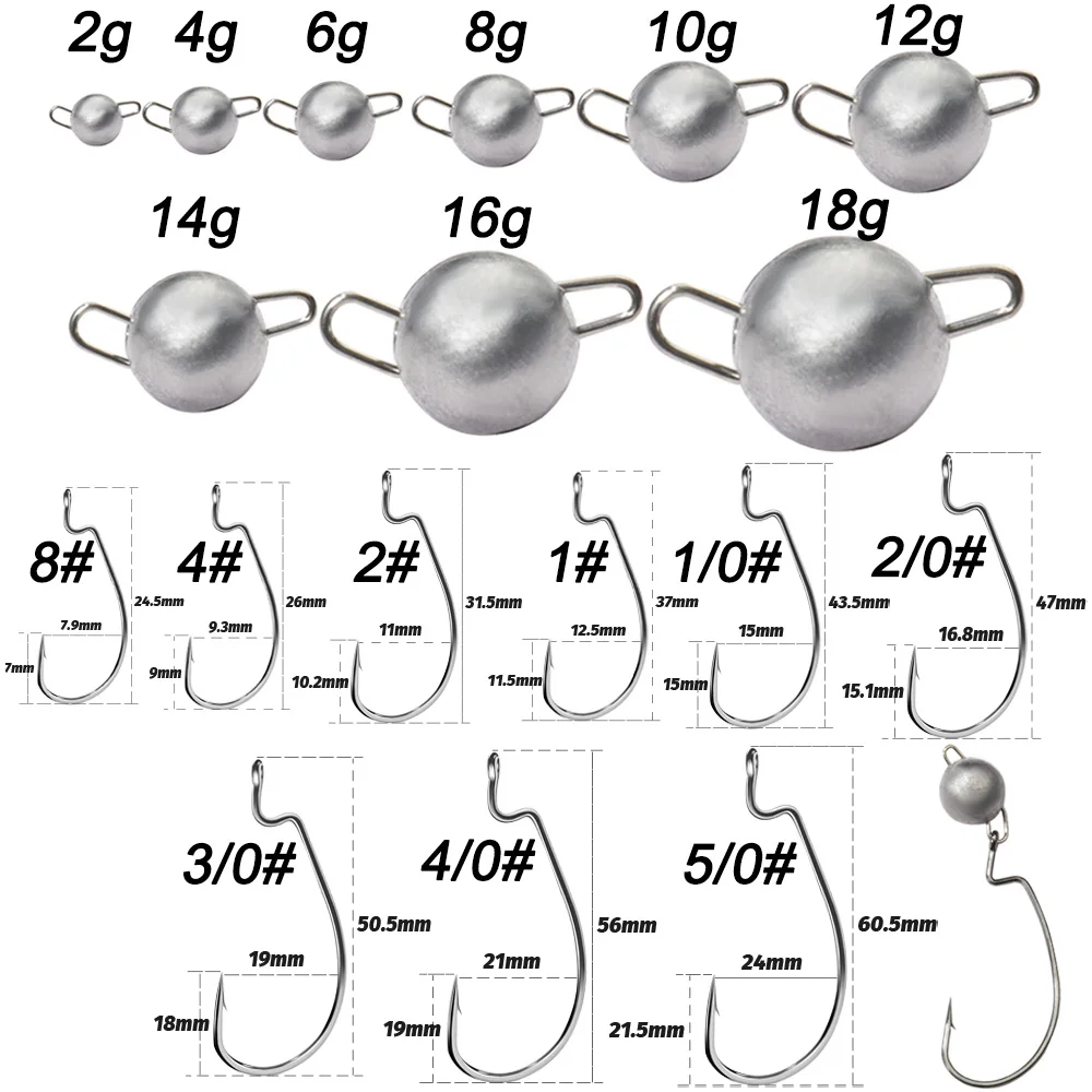 5Pcs Metal Jig Head Worm Hooks – Fishing Hook Weedless Bewertung und Preis