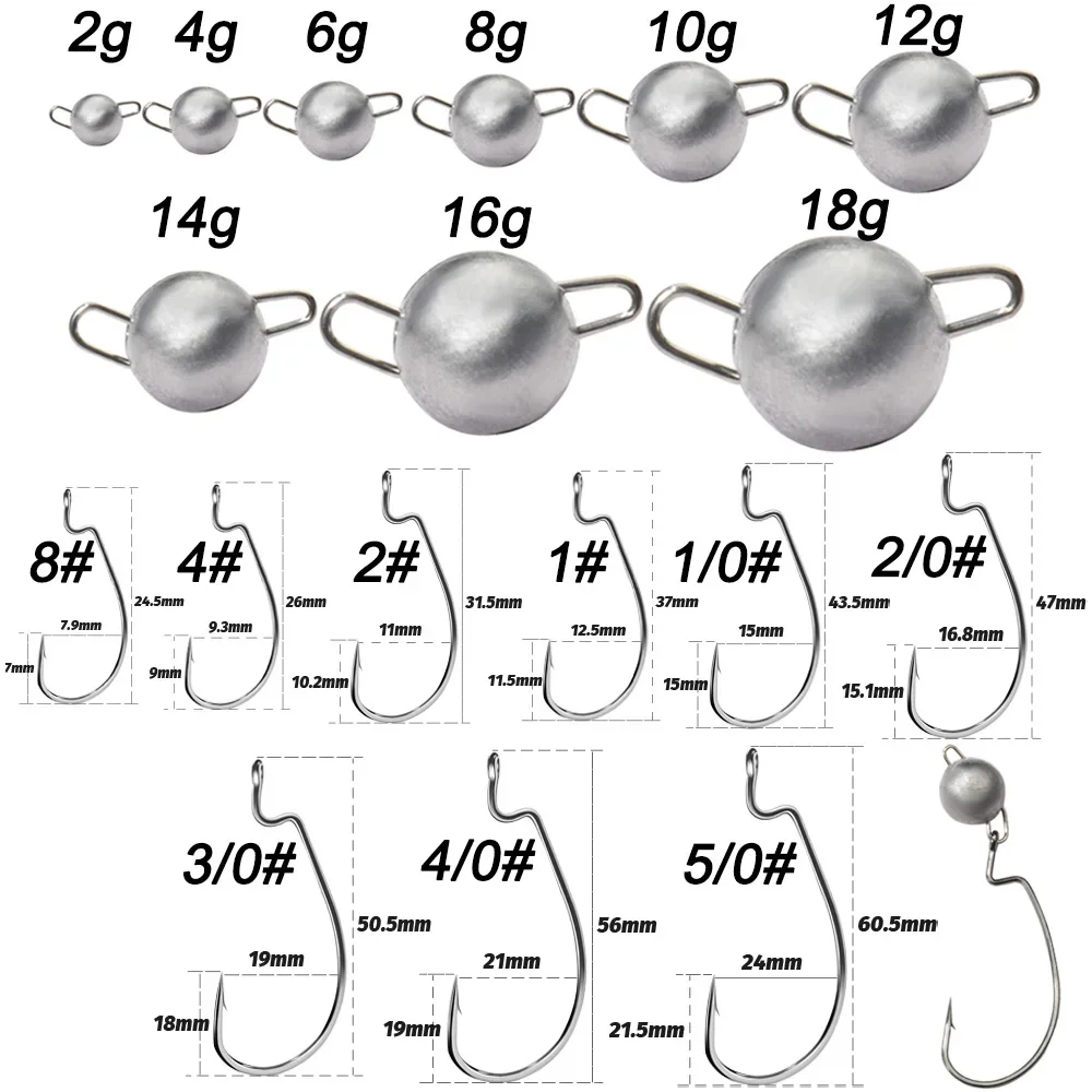 5pcs Metal Jig Head Worm Hooks – Fishing Hook Weedless Bewertung und Preis
